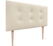 Dhome cabecero de cama acolchado capitoné 8cm de grosor. cabezal tapizado polipiel con patas cabeceros de cama (vainilla, 105cm)