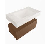 Mondiaz alan-dlux 80cm mueble de baño rust 1 cajón. con lavabo cloud centro sin orificios color ostra