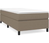 Cama con somier y colchón de tela gris topo 90x190 cm