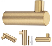 Gancho de pared de latón cepillado de 38 mm x 12 mm, gancho para toallas recubierto de oro para baño, perchero, toallero (en forma de l)