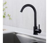 Grifo mezclador de cocina negro grifo de cocina giratorio de 360° grifo mezclador de fregadero de acero inoxidable negro mate