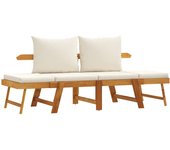 Banco de jardín con cojines 2 en 1 madera maciza de acacia