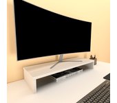 Soporte monitor, elevador tv de madera fsc®. henor. 82x26.5x12 cm. soporta 50 kg. roble stel