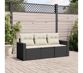 Set de sofás de jardín con cojines 3 piezas | conjunto de jardín de ocio | set de comedor de jardín ratán sintético negro cfw433194