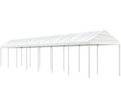 Cenador con techo blanco 15,61x2,28x2,69 m polietileno