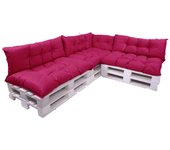 Conjunto de 7 cojines para palets, 3x asiento 120x80 y respaldo 120x40cm, cojín de jardín, conjunto de cojines para muebles de jardín rosa