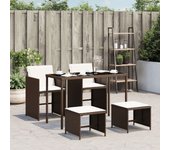 Set comedor de jardín 5 piezas | conjunto de jardín | muebles de jardín y cojines ratán sintético marrón cfw199911