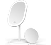 Espejo de maquillaje led, espejo de aumento extraíble, ajuste de iluminación inteligente y carga usb, espejo de mesa plegable de 180 grados