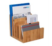 Relaxdays organizador de correo para escritorio, archivador de bambú, portadocumentos vertical, 23x24,5x25 cm, natural