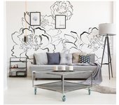 Papelera panorámica asegurada, hermosas flores gráficas y diseño de bolígrafo para una decoración única, 270 cm x 250 cm