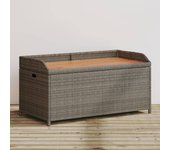 Banco de almacenamiento de resina trenzada gris y madera de acacia