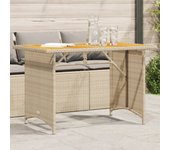 Mesa de jardín con tapa de madera negra 110x68x70 cm ratán