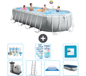 Paquete de piscina - intex - oval - 610x305x122 cm + accesorios cb42
