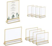 Relaxdays 10 soportes de sobremesa a5, expositores formato vertical y horizontal, menú, boda, acrílico, transparente/oro