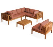 Conjunto de jardín de 6 plazas de madera de eucalipto terracota