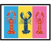 Art-poster - lobster love pop art - alice straker - con marco negro 30 x 40 cm