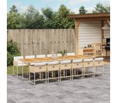Conjunto de comedor de jardín y cojines 13 piezas beige