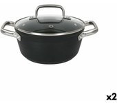 Cacerola con tapa de cristal quttin spiral aluminio forjado ø 20 cm (2 unidades)