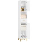 Armario alto de baño estrecho con 1 compartimento abierto, 1 cajón y 2 puertas, blanco, 30x30x170 cm bzr181-w sobuy es
