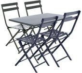 Pack muebles exterior plegables greensboro mesa rectangular + 4 sillas jardín terraza estilo contemporáneo color gris