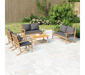 Maison exclusive - set de muebles de jardín 5 piezas bambú con cojines gris oscuro