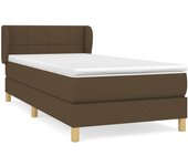 Cama con somier tapizado y colchón de tela marrón oscuro 90x190 cm