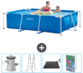 Paquete de piscina - intex - rectángulo - 220x150x60 cm + accesorios cb128