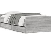 Estructura de cama con cajones gris sonoma 90x200 cm