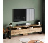 Mueble de televisión thuban, aparador de salón, mueble bajo para tv, base de pared equipada, 180x36h56 cm, roble