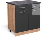 Vicco mueble bajo de cocina r-line, antracita alto brillo, 80 cm , et antracita
