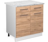 Vicco mueble bajo de cocina fame-line, roble dorado, 80 cm , et mármol