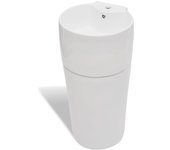 Lavabo con rebosadero/grifo cerámico 86 cm para baño blanco 02_0002517