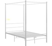 Cama matrimonial | cama para adultos | estructura de cama con dosel metal blanco 120x200 cm cfw175431