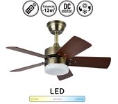 Ventilador de techo con luz silencioso dc con mando marta cuero 76 cm invierno-verano color luz regulable