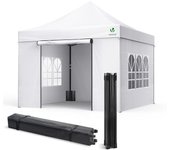 Carpa plegable gazebo 3x3m con 4 paredes, cenador impermeable pabellón de jardín, color blanco