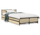 Cama con cajones, laminada en roble sonoma, 90x200 cm