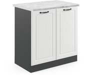 Vicco armario bajo para fregadero r-line, blanco casa de campo, 80 cm , et mármol