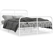 Cama matrimonial | cama para adultos | estructura cama metal con cabecero y estribo blanco 135x190 cm cfw26605