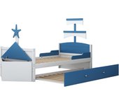 Cama infantil de madera 90 x 200 cm, forma de , con cama extraíble