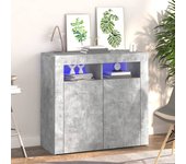 Aparador | aparador de comedor | armario de cocina con luces led gris hormigón 80x35x75 cm cfw69405
