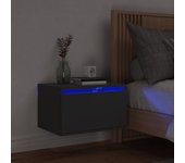 Mesita de noche de pared，mesilla de noche flotante con luces led negro cfw48336