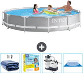 Paquete de piscina - intex - alrededor - 366x366x76 cm + accesorios cb66