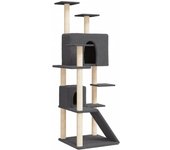 Rascador para gatos con postes de sisal gris oscuro 153 cm
