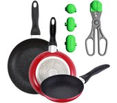 Pack de 3 sartenes san ignacio ø16cm ø20cm ø24cm + utensilio multiusos con 4 moldes intercambiables