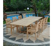 Conjunto de muebles de jardín de teca maciza alifax, 8 plazas