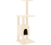 Rascador para gatos con postes de sisal color crema 104 cm