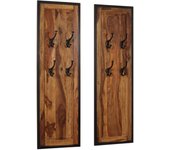 Percheros 2 piezas madera maciza de sheesham