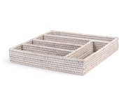 H&h cubertero de ratán blanqueado 5 plazas cm 34x32x6