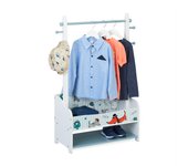 Relaxdays perchero burro infantil, 101x71x30 cm, estantería niños, 2 baldas, 4 ganchos, organizador ropa, multicolor