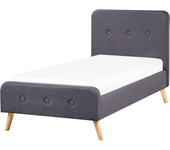 Beliani cama con somier de poliéster gris oscuro/madera clara 90 x 200 cm rennes